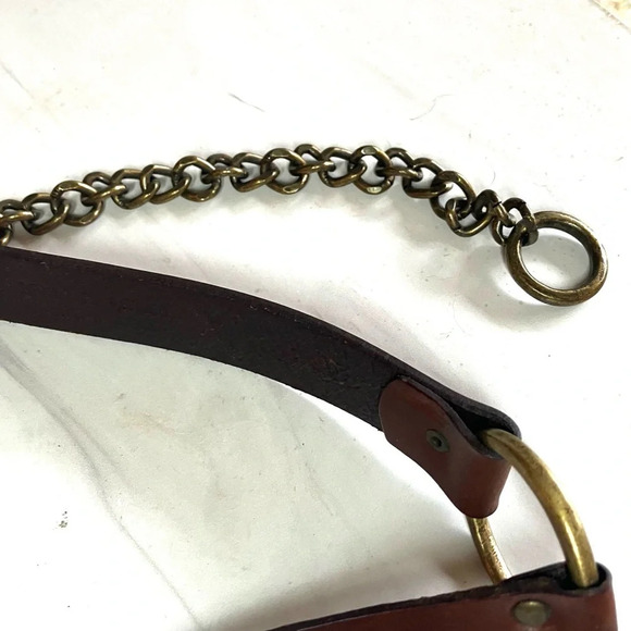 Vintage Y2K Old Navy Leather and Chain Belt S M‎ L - Picture 5 of 5
